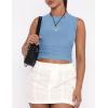imageZESICA Womens Summer Tank Tops 2025 Sleeveless Crewneck Knit Slim Fitted Side Ruched Casual Basic ShirtBlue