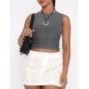 imageZESICA Womens Summer Tank Tops 2025 Sleeveless Crewneck Knit Slim Fitted Side Ruched Casual Basic ShirtCharcoal