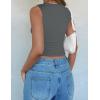 imageZESICA Womens Summer Tank Tops 2025 Sleeveless Crewneck Knit Slim Fitted Side Ruched Casual Basic ShirtCharcoal