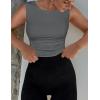 imageZESICA Womens Summer Tank Tops 2025 Sleeveless Crewneck Knit Slim Fitted Side Ruched Casual Basic ShirtCharcoal