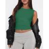 imageZESICA Womens Summer Tank Tops 2025 Sleeveless Crewneck Knit Slim Fitted Side Ruched Casual Basic ShirtGreen
