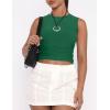 imageZESICA Womens Summer Tank Tops 2025 Sleeveless Crewneck Knit Slim Fitted Side Ruched Casual Basic ShirtGreen