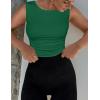 imageZESICA Womens Summer Tank Tops 2025 Sleeveless Crewneck Knit Slim Fitted Side Ruched Casual Basic ShirtGreen