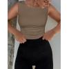 imageZESICA Womens Summer Tank Tops 2025 Sleeveless Crewneck Knit Slim Fitted Side Ruched Casual Basic ShirtMocha