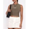 imageZESICA Womens Summer Tank Tops 2025 Sleeveless Crewneck Knit Slim Fitted Side Ruched Casual Basic ShirtMocha