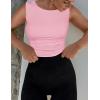 imageZESICA Womens Summer Tank Tops 2025 Sleeveless Crewneck Knit Slim Fitted Side Ruched Casual Basic ShirtPink