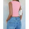 imageZESICA Womens Summer Tank Tops 2025 Sleeveless Crewneck Knit Slim Fitted Side Ruched Casual Basic ShirtPink