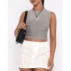 imageZESICA Womens Summer Tank Tops 2025 Sleeveless Crewneck Knit Slim Fitted Side Ruched Casual Basic ShirtSmoke