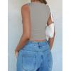 imageZESICA Womens Summer Tank Tops 2025 Sleeveless Crewneck Knit Slim Fitted Side Ruched Casual Basic ShirtSmoke