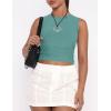 imageZESICA Womens Summer Tank Tops 2025 Sleeveless Crewneck Knit Slim Fitted Side Ruched Casual Basic ShirtTeal