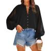 imageZESICA Womens Floral Print Blouse 2025 Long Sleeve Button Down Casual Fall Boho Oversized Tops ShirtsBlack