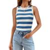 imageZESICA Womens Summer Knit Striped Tank Tops Trendy Crewneck Sleeveless ShirtsCobalt Blue