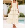 imageZESICA Womens 2025 Summer Boho Sleeveless Midi Dress Scoop Neck Ruffle Tiered Layered Swing Long Beach Vacation DressesApricot