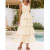 imageZESICA Womens 2025 Summer Boho Sleeveless Midi Dress Scoop Neck Ruffle Tiered Layered Swing Long Beach Vacation DressesApricot