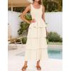 imageZESICA Womens 2025 Summer Boho Sleeveless Midi Dress Scoop Neck Ruffle Tiered Layered Swing Long Beach Vacation DressesApricot