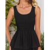 imageZESICA Womens 2025 Summer Boho Sleeveless Midi Dress Scoop Neck Ruffle Tiered Layered Swing Long Beach Vacation DressesBlack