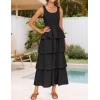 imageZESICA Womens 2025 Summer Boho Sleeveless Midi Dress Scoop Neck Ruffle Tiered Layered Swing Long Beach Vacation DressesBlack