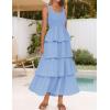 imageZESICA Womens 2025 Summer Boho Sleeveless Midi Dress Scoop Neck Ruffle Tiered Layered Swing Long Beach Vacation DressesBlue