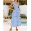 imageZESICA Womens 2025 Summer Boho Sleeveless Midi Dress Scoop Neck Ruffle Tiered Layered Swing Long Beach Vacation DressesBlue