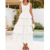 imageZESICA Womens 2025 Summer Boho Sleeveless Midi Dress Scoop Neck Ruffle Tiered Layered Swing Long Beach Vacation DressesIvory