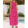 imageZESICA Womens 2025 Summer Boho Sleeveless Midi Dress Scoop Neck Ruffle Tiered Layered Swing Long Beach Vacation DressesRose