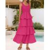 imageZESICA Womens 2025 Summer Boho Sleeveless Midi Dress Scoop Neck Ruffle Tiered Layered Swing Long Beach Vacation DressesRose