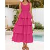 imageZESICA Womens 2025 Summer Boho Sleeveless Midi Dress Scoop Neck Ruffle Tiered Layered Swing Long Beach Vacation DressesRose