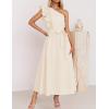 imageZESICA Womens 2025 Summer One Shoulder Ruffle Dress Sleeveless Empire Waist Boho Flowy Maxi DressesApricot