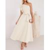 imageZESICA Womens 2025 Summer One Shoulder Ruffle Dress Sleeveless Empire Waist Boho Flowy Maxi DressesApricot