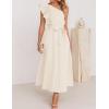 imageZESICA Womens 2025 Summer One Shoulder Ruffle Dress Sleeveless Empire Waist Boho Flowy Maxi DressesApricot