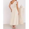 imageZESICA Womens 2025 Summer One Shoulder Ruffle Dress Sleeveless Empire Waist Boho Flowy Maxi DressesApricot