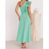 imageZESICA Womens 2025 Summer One Shoulder Ruffle Dress Sleeveless Empire Waist Boho Flowy Maxi DressesAqua