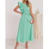 imageZESICA Womens 2025 Summer One Shoulder Ruffle Dress Sleeveless Empire Waist Boho Flowy Maxi DressesAqua
