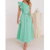 imageZESICA Womens 2025 Summer One Shoulder Ruffle Dress Sleeveless Empire Waist Boho Flowy Maxi DressesAqua