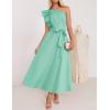 imageZESICA Womens 2025 Summer One Shoulder Ruffle Dress Sleeveless Empire Waist Boho Flowy Maxi DressesAqua