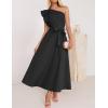 imageZESICA Womens 2025 Summer One Shoulder Ruffle Dress Sleeveless Empire Waist Boho Flowy Maxi DressesBlack