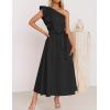 imageZESICA Womens 2025 Summer One Shoulder Ruffle Dress Sleeveless Empire Waist Boho Flowy Maxi DressesBlack