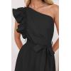 imageZESICA Womens 2025 Summer One Shoulder Ruffle Dress Sleeveless Empire Waist Boho Flowy Maxi DressesBlack