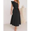 imageZESICA Womens 2025 Summer One Shoulder Ruffle Dress Sleeveless Empire Waist Boho Flowy Maxi DressesBlack