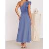 imageZESICA Womens 2025 Summer One Shoulder Ruffle Dress Sleeveless Empire Waist Boho Flowy Maxi DressesDustyblue