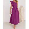 imageZESICA Womens 2025 Summer One Shoulder Ruffle Dress Sleeveless Empire Waist Boho Flowy Maxi DressesEggplant