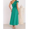 imageZESICA Womens 2025 Summer One Shoulder Ruffle Dress Sleeveless Empire Waist Boho Flowy Maxi DressesGreen