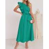 imageZESICA Womens 2025 Summer One Shoulder Ruffle Dress Sleeveless Empire Waist Boho Flowy Maxi DressesGreen