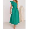 imageZESICA Womens 2025 Summer One Shoulder Ruffle Dress Sleeveless Empire Waist Boho Flowy Maxi DressesGreen