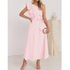 imageZESICA Womens 2025 Summer One Shoulder Ruffle Dress Sleeveless Empire Waist Boho Flowy Maxi DressesPink