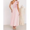 imageZESICA Womens 2025 Summer One Shoulder Ruffle Dress Sleeveless Empire Waist Boho Flowy Maxi DressesPink