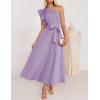 imageZESICA Womens 2025 Summer One Shoulder Ruffle Dress Sleeveless Empire Waist Boho Flowy Maxi DressesPurple