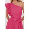 imageZESICA Womens 2025 Summer One Shoulder Ruffle Dress Sleeveless Empire Waist Boho Flowy Maxi DressesRose
