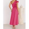 imageZESICA Womens 2025 Summer One Shoulder Ruffle Dress Sleeveless Empire Waist Boho Flowy Maxi DressesRose
