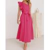 imageZESICA Womens 2025 Summer One Shoulder Ruffle Dress Sleeveless Empire Waist Boho Flowy Maxi DressesRose